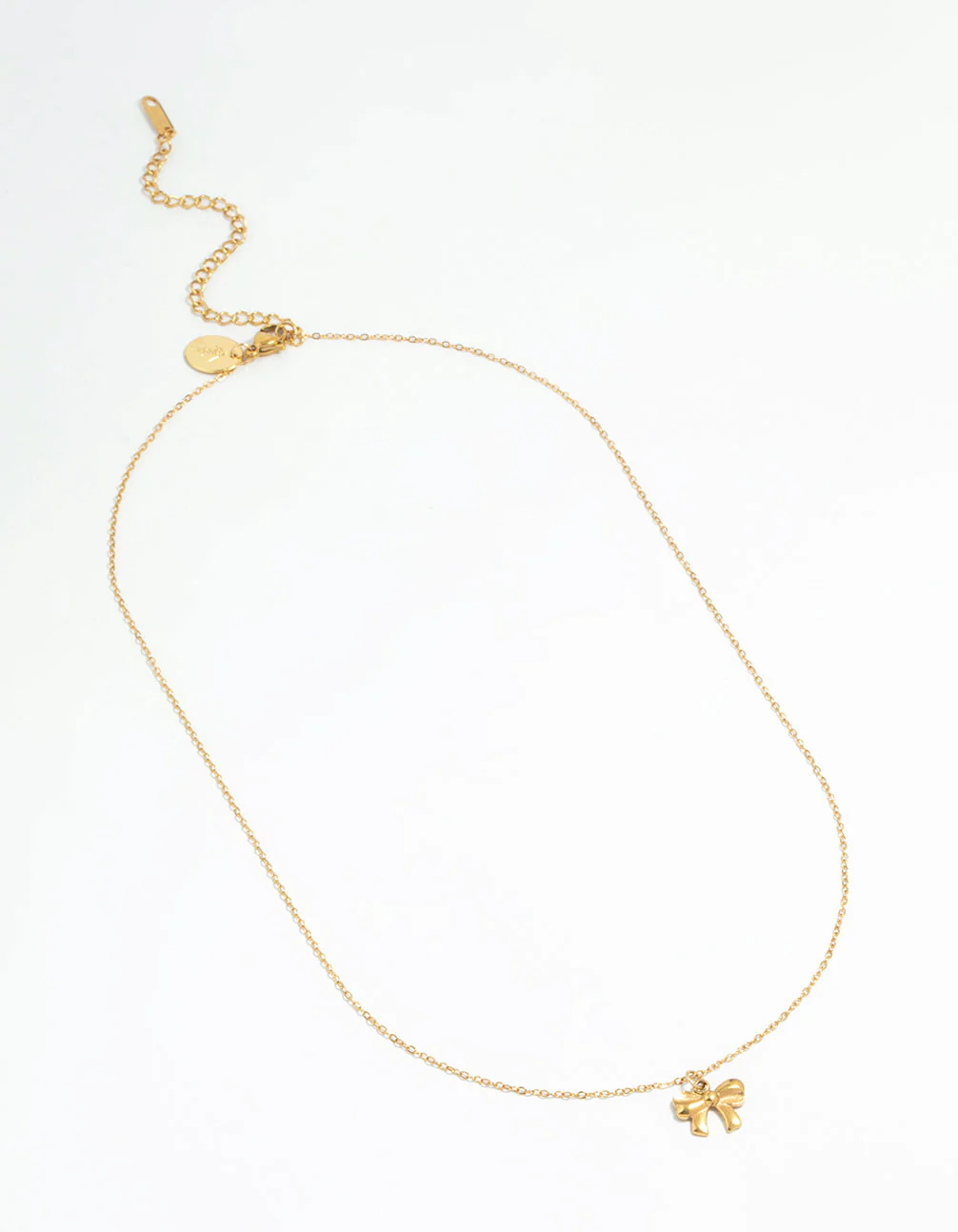 Waterproof Gold Plated Stainless Steel Bow Pendant Necklace - Image 4