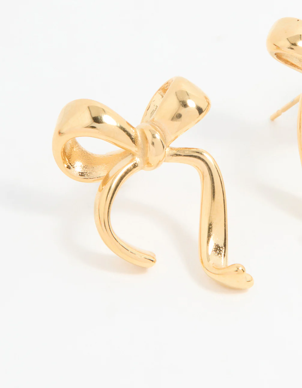 Waterproof Gold Plated Stainless Steel Bow Stud Earrings - Image 4