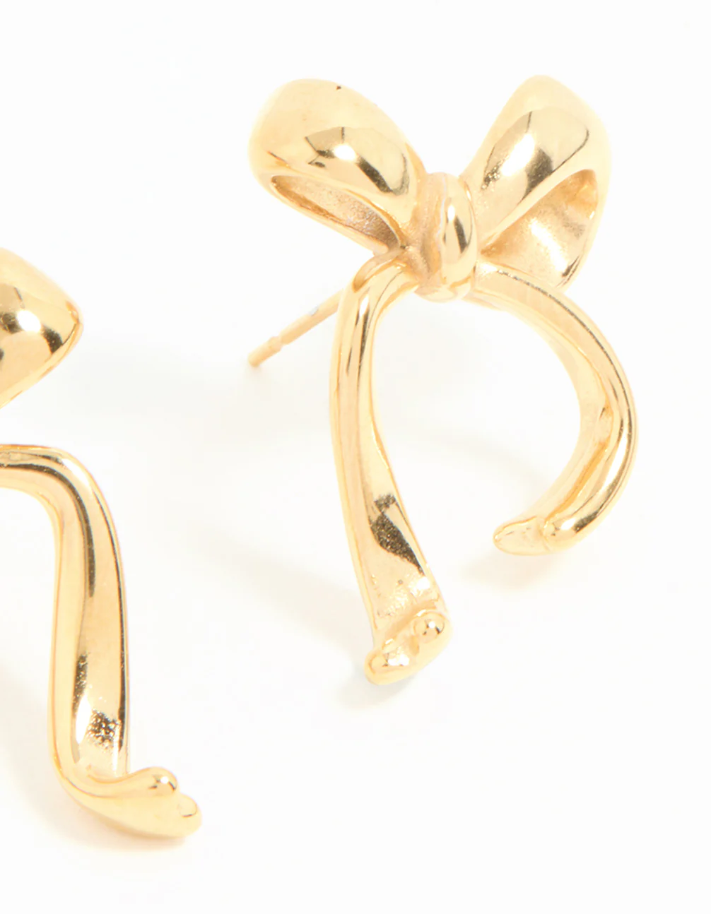 Waterproof Gold Plated Stainless Steel Bow Stud Earrings - Image 5
