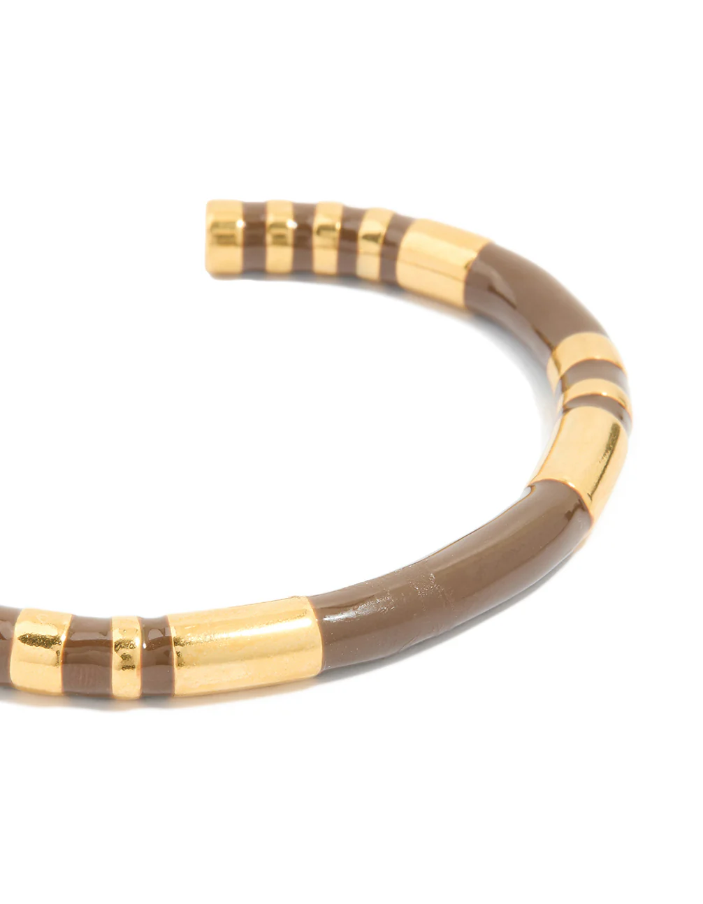 Waterproof Gold Plated Stainless Steel Brown Enamel Wrist Cuff - Image 4