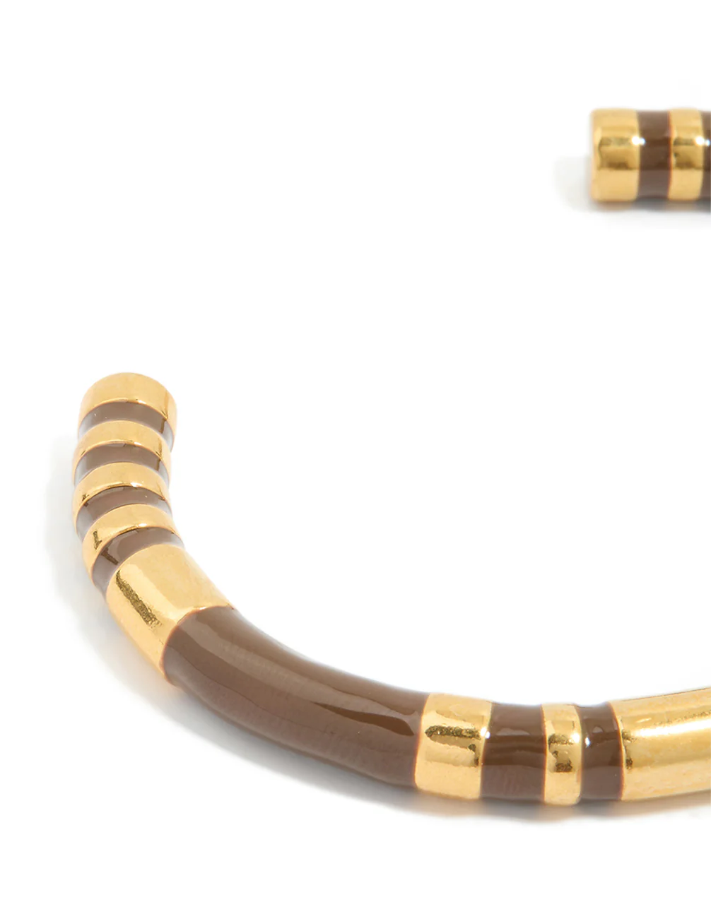 Waterproof Gold Plated Stainless Steel Brown Enamel Wrist Cuff - Image 5