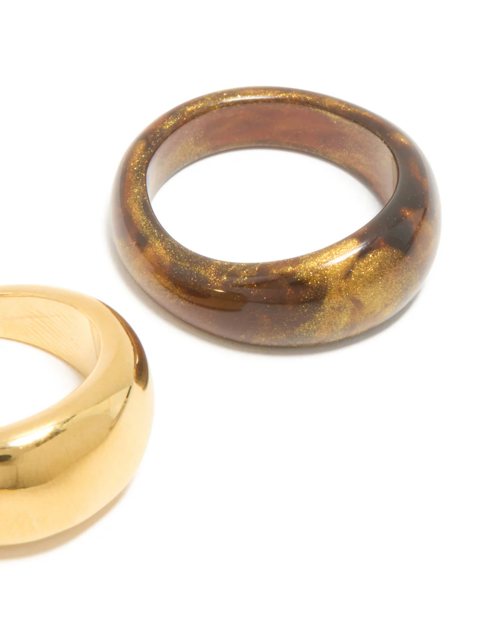 Waterproof Gold Plated Stainless Steel & Brown Modern Stacking Rings 2-Pack - Image 5