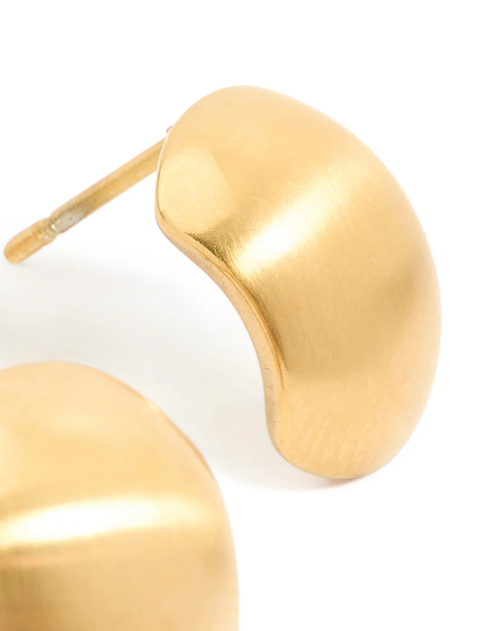 Waterproof Gold Plated Stainless Steel Brushed Pebble Earrings - Image 3