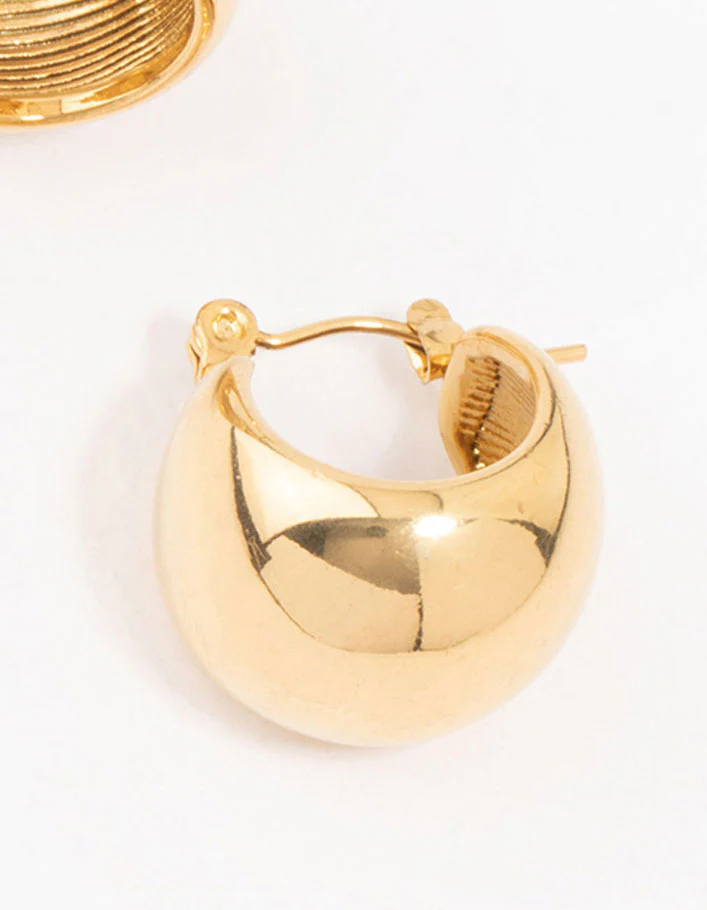 Waterproof Gold Plated Stainless Steel Bubble Hoop Earrings - Image 5