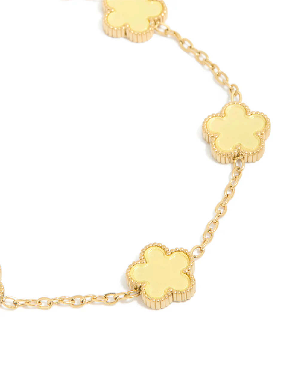 Waterproof Gold Plated Stainless Steel Butter Yellow Flowers Charm Bracelet - Image 2