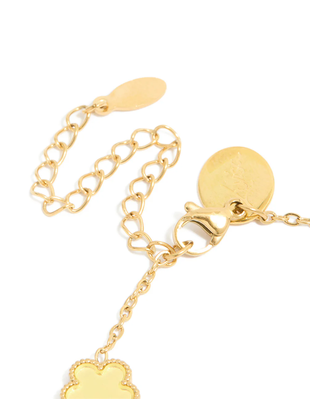 Waterproof Gold Plated Stainless Steel Butter Yellow Flowers Charm Bracelet - Image 3