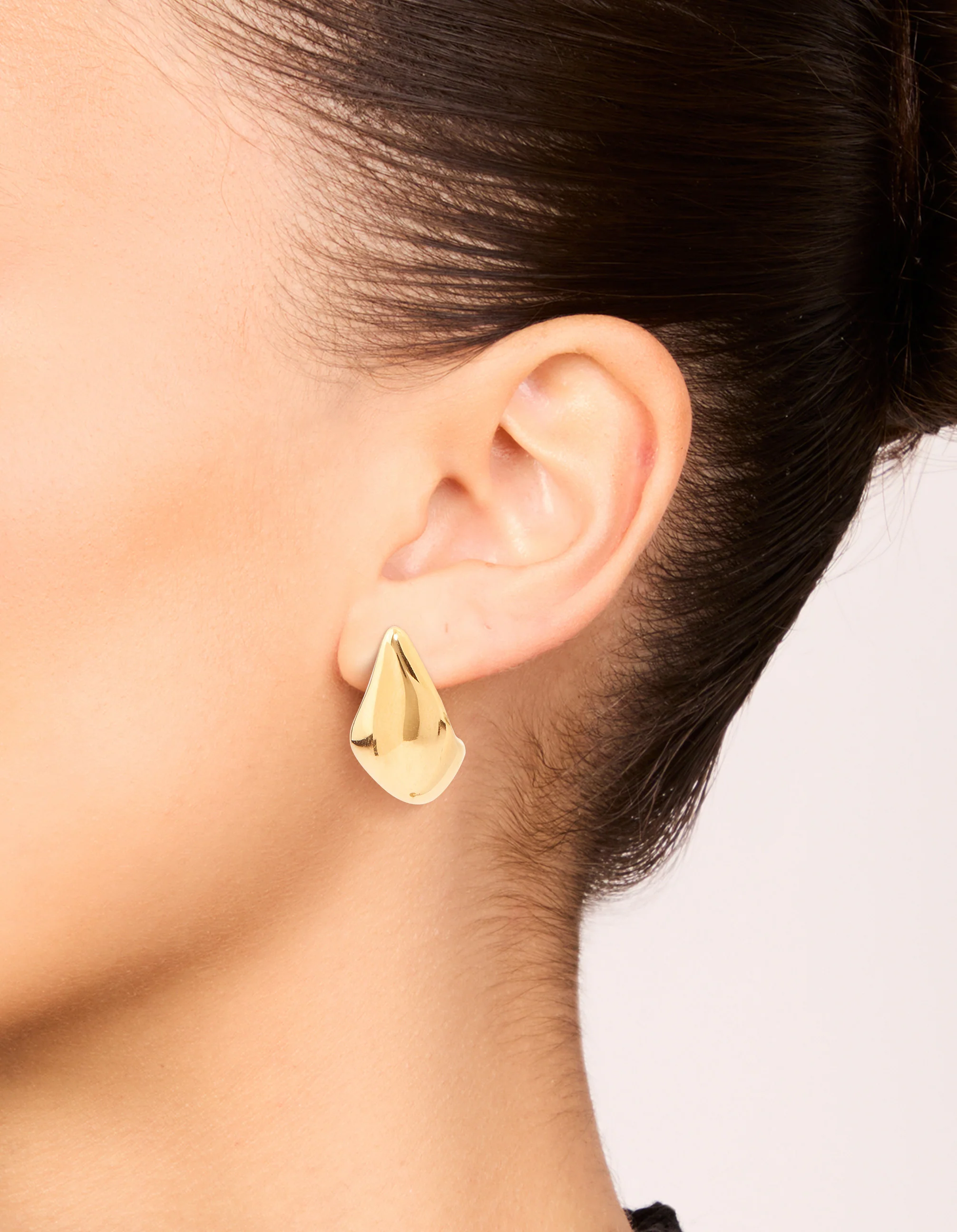 Waterproof Gold Plated Stainless Steel Button Stud Earrings - Image 4