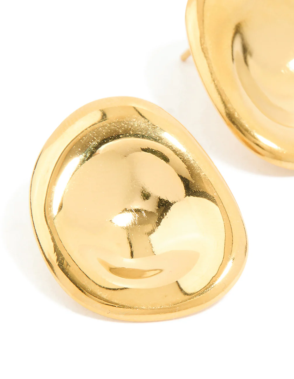 Waterproof Gold Plated Stainless Steel Button Stud Earrings - Image 4