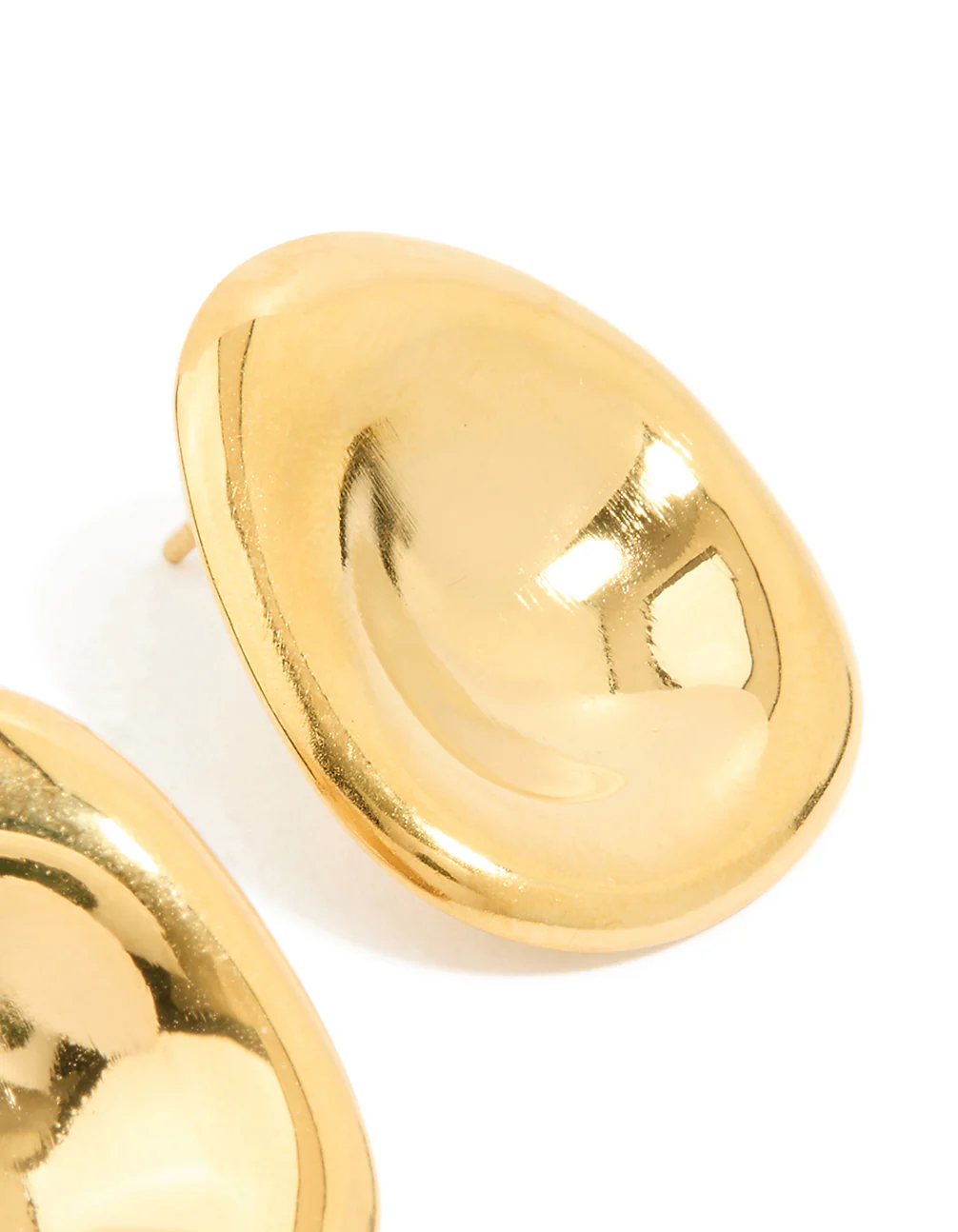 Waterproof Gold Plated Stainless Steel Button Stud Earrings - Image 5