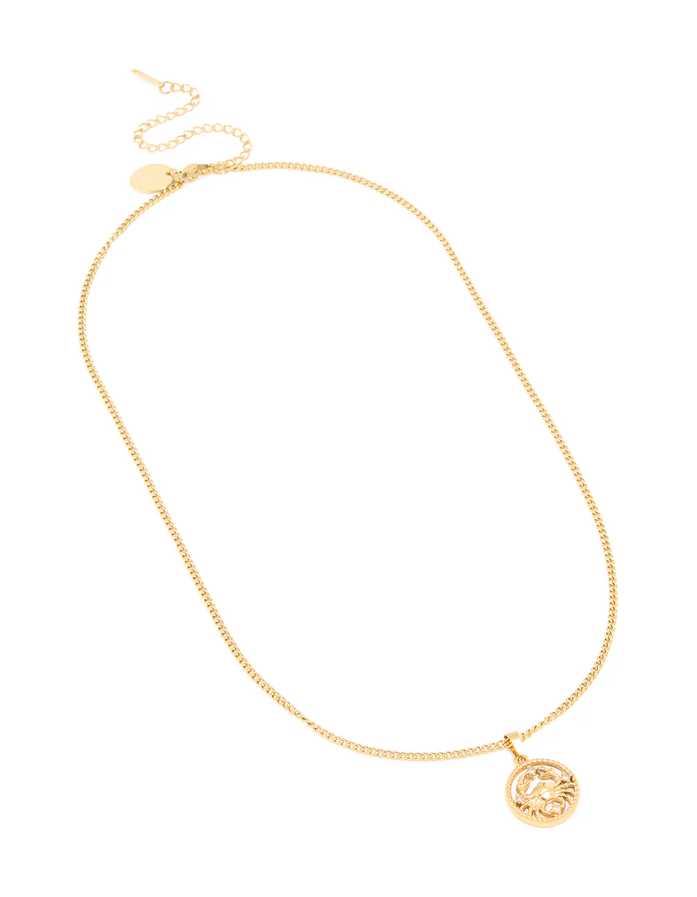 Waterproof Gold Plated Stainless Steel Cancer Circle Zodiac Sign Necklace - Image 2