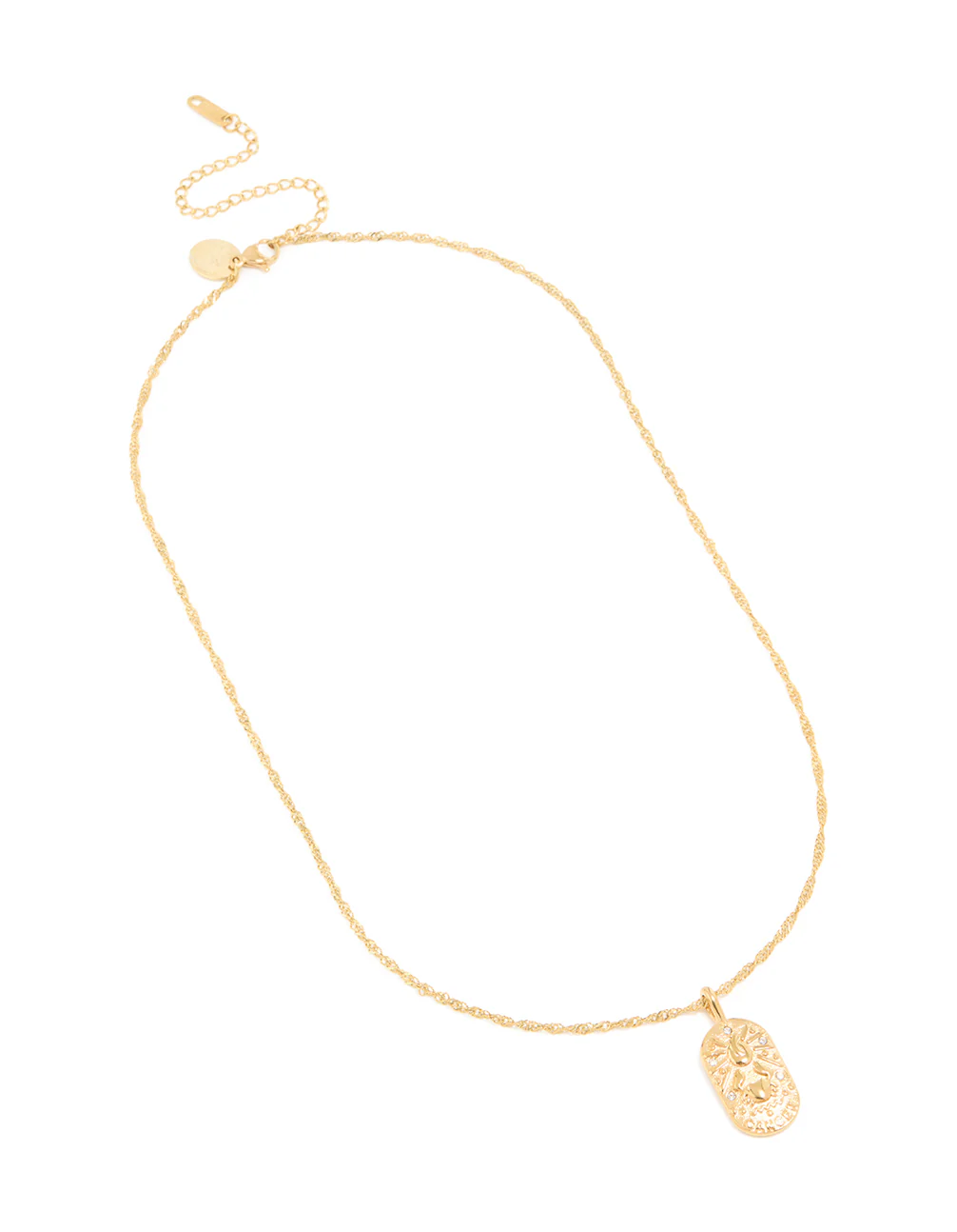 Waterproof Gold Plated Stainless Steel Cancer Tab Necklace - Image 2