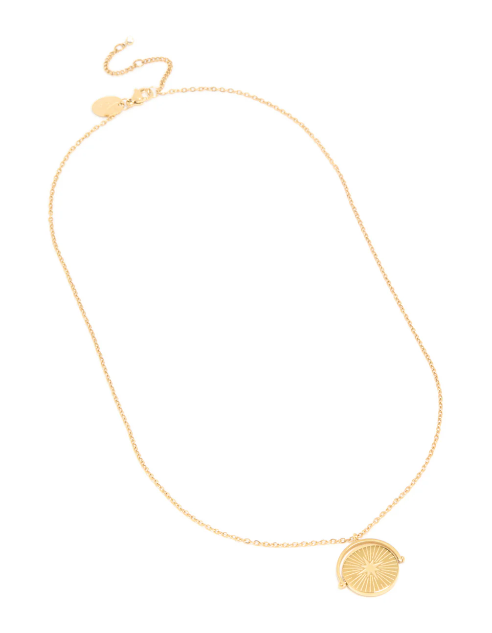 Waterproof Gold Plated Stainless Steel Celestial Spinner Pendant Necklace - Image 2