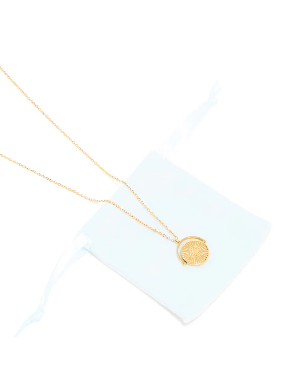 Waterproof Gold Plated Stainless Steel Celestial Spinner Pendant Necklace - Image 3