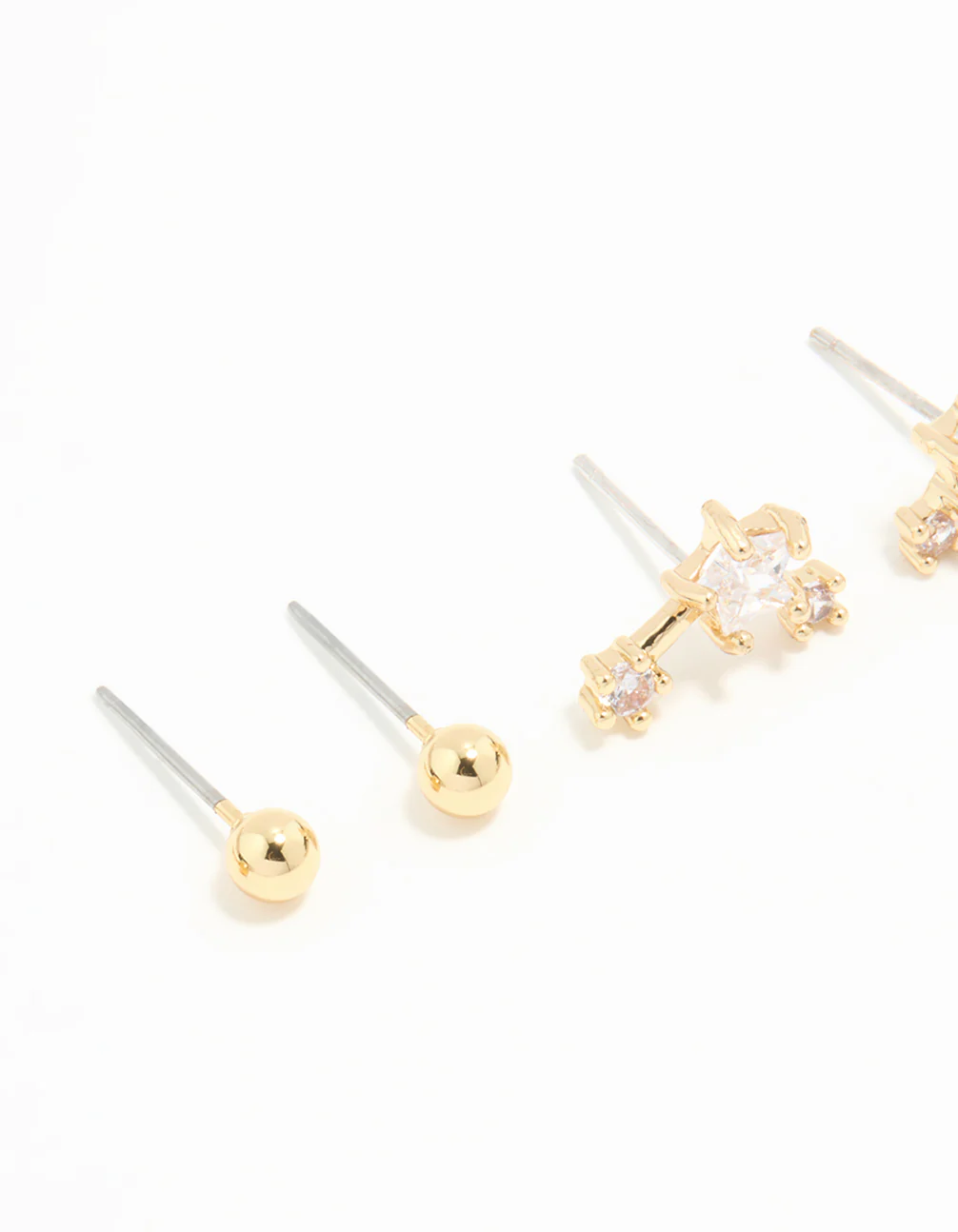 Waterproof Gold Plated Stainless Steel Celestial Stacker Earrings 3-Pack - Image 2