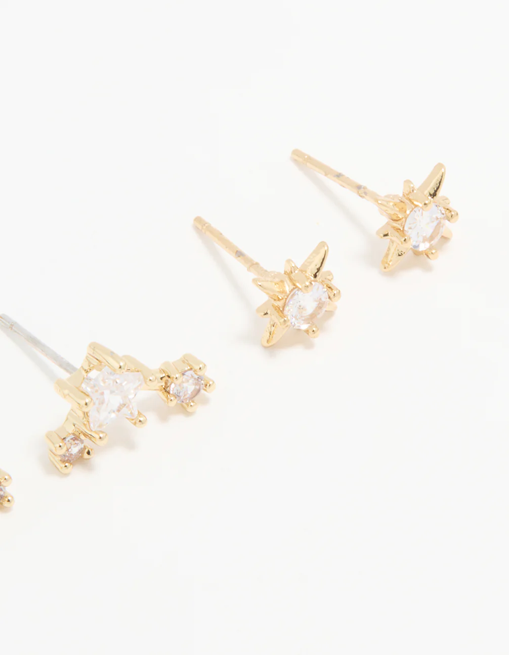Waterproof Gold Plated Stainless Steel Celestial Stacker Earrings 3-Pack - Image 3