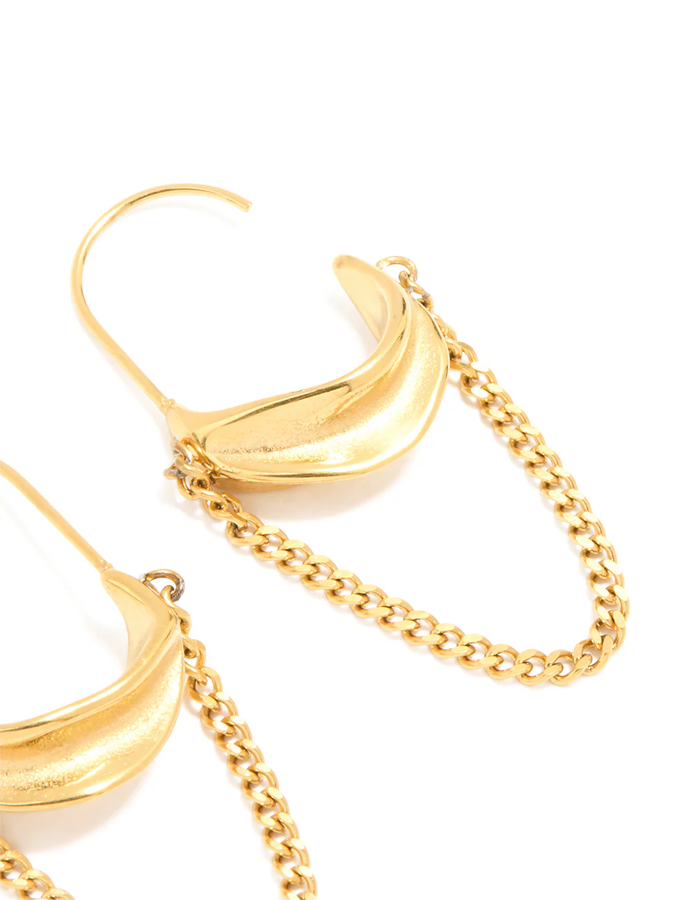 Waterproof Gold Plated Stainless Steel Chain Hoop Earrings - Image 3