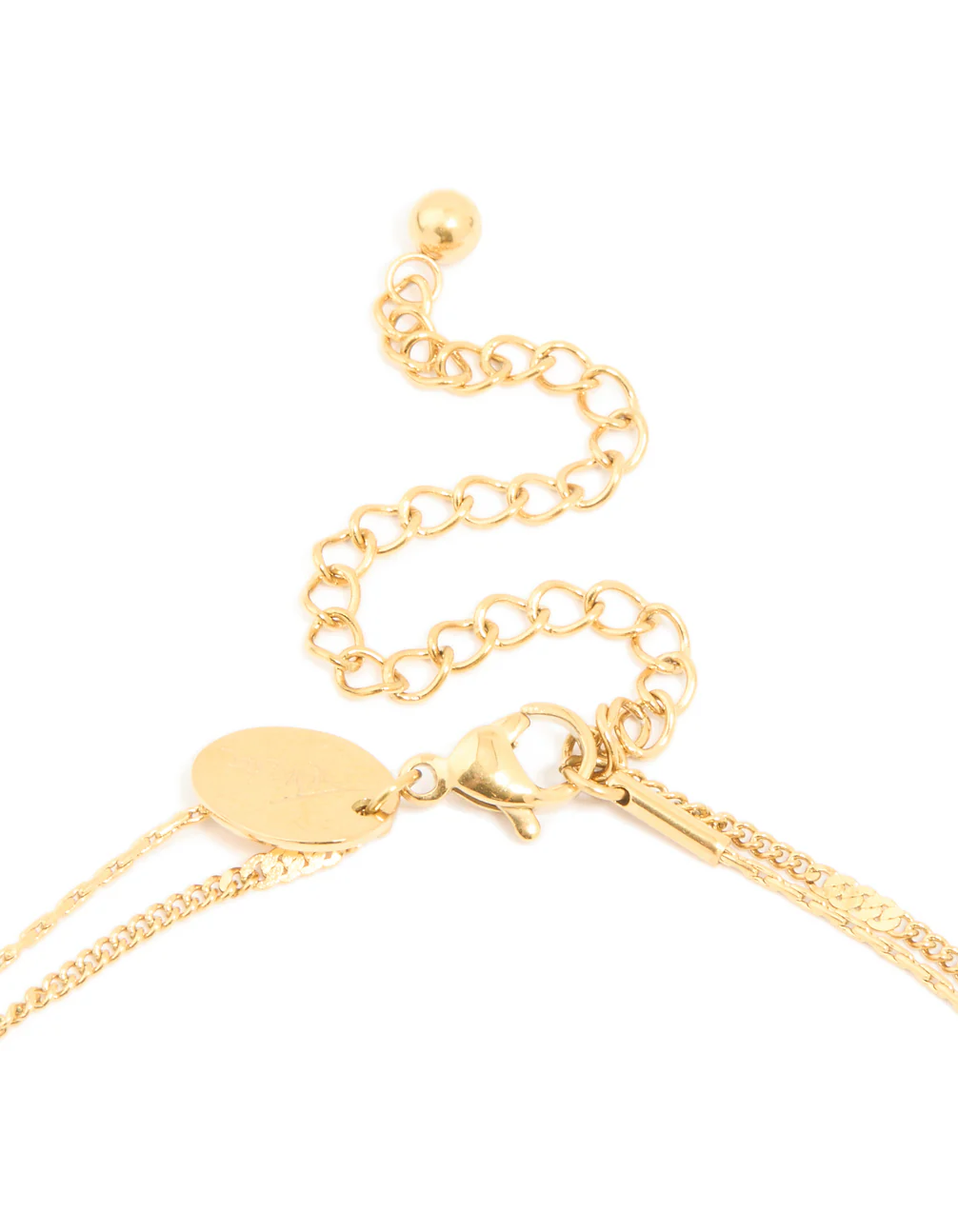 Waterproof Gold Plated Stainless Steel Chain & Leaf Layered Necklace - Image 3