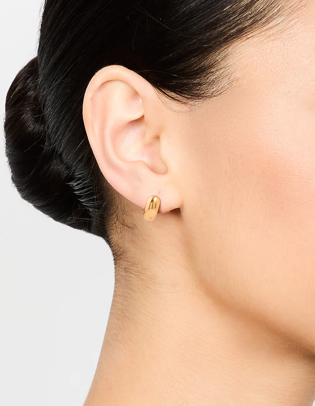 Waterproof Gold Plated Stainless Steel Chubby Huggie Earrings - Image 2