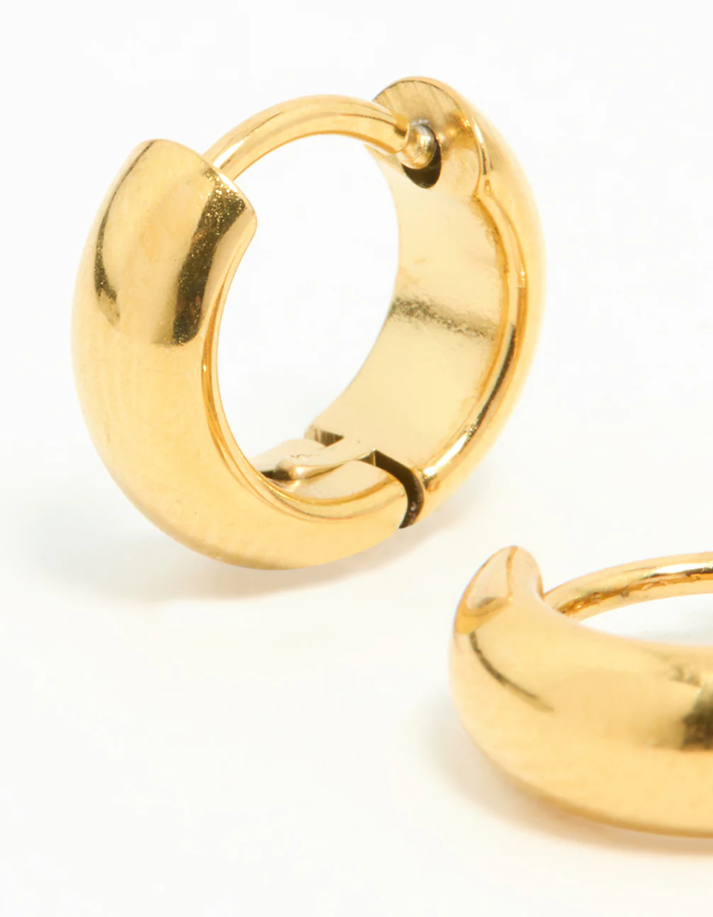 Waterproof Gold Plated Stainless Steel Chubby Huggie Earrings - Image 4