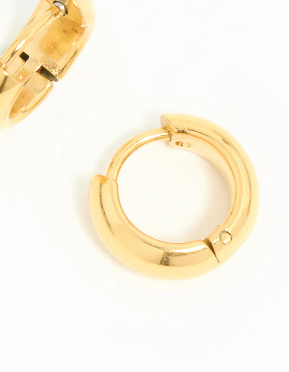 Waterproof Gold Plated Stainless Steel Chubby Huggie Earrings - Image 5