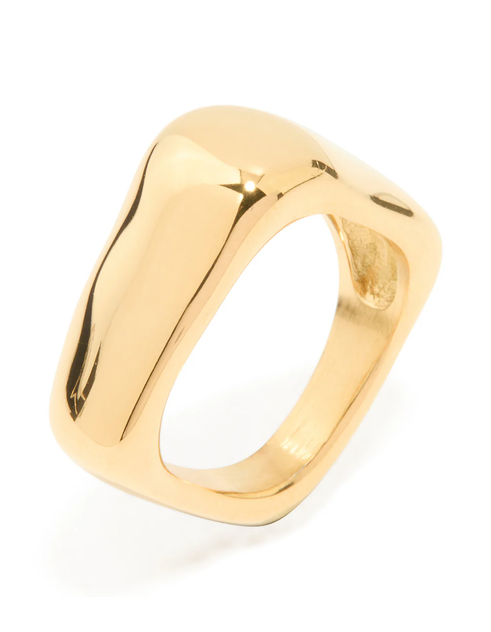 Waterproof Gold Plated Stainless Steel Chunky Bar Ring - Image 2