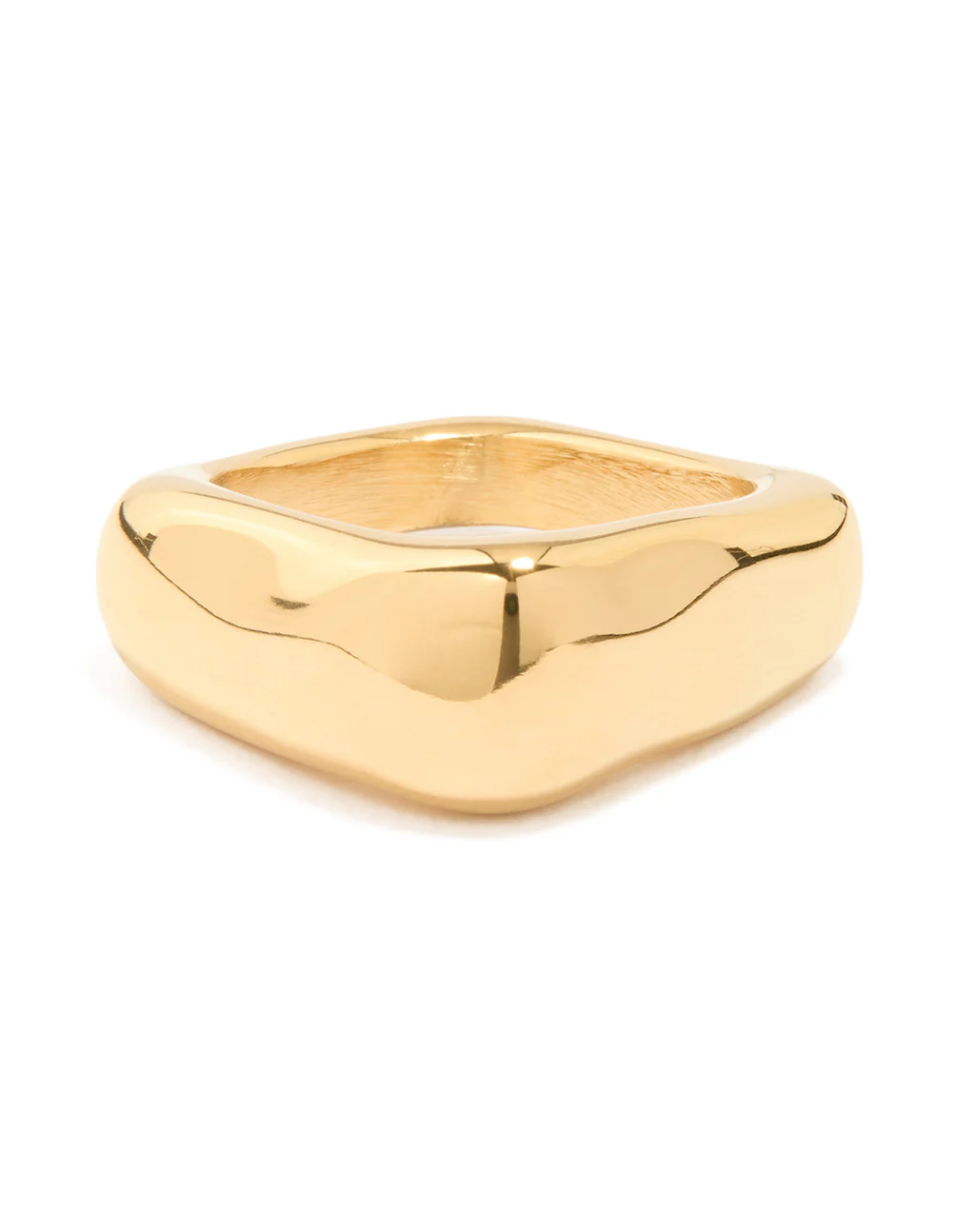 Waterproof Gold Plated Stainless Steel Chunky Bar Ring - Image 3