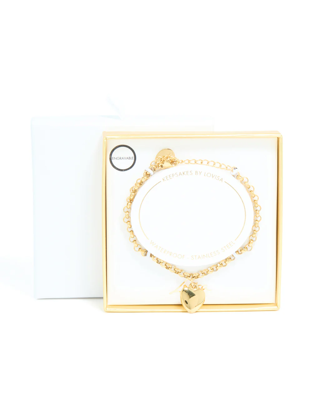 Waterproof Gold Plated Stainless Steel Chunky Heart Bracelet - Image 5