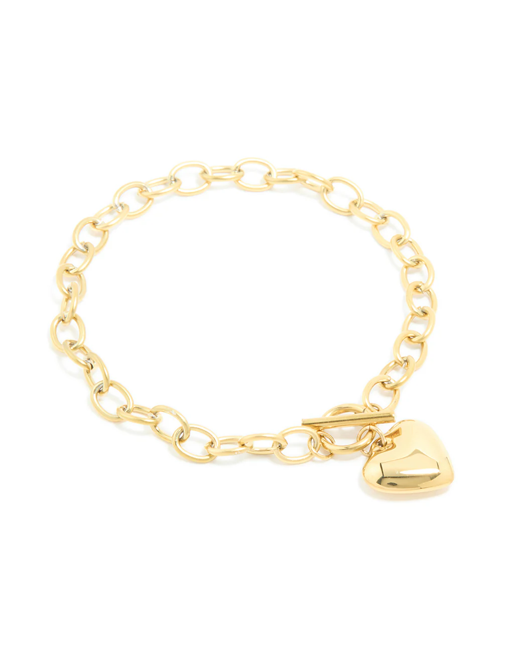 Waterproof Gold Plated Stainless Steel Chunky Heart Charm Bracelet - Image 2