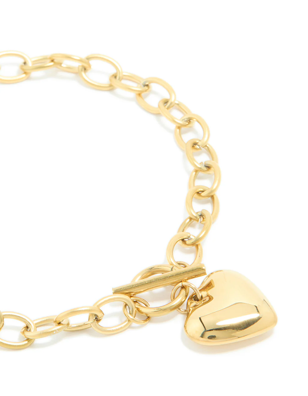 Waterproof Gold Plated Stainless Steel Chunky Heart Charm Bracelet - Image 4