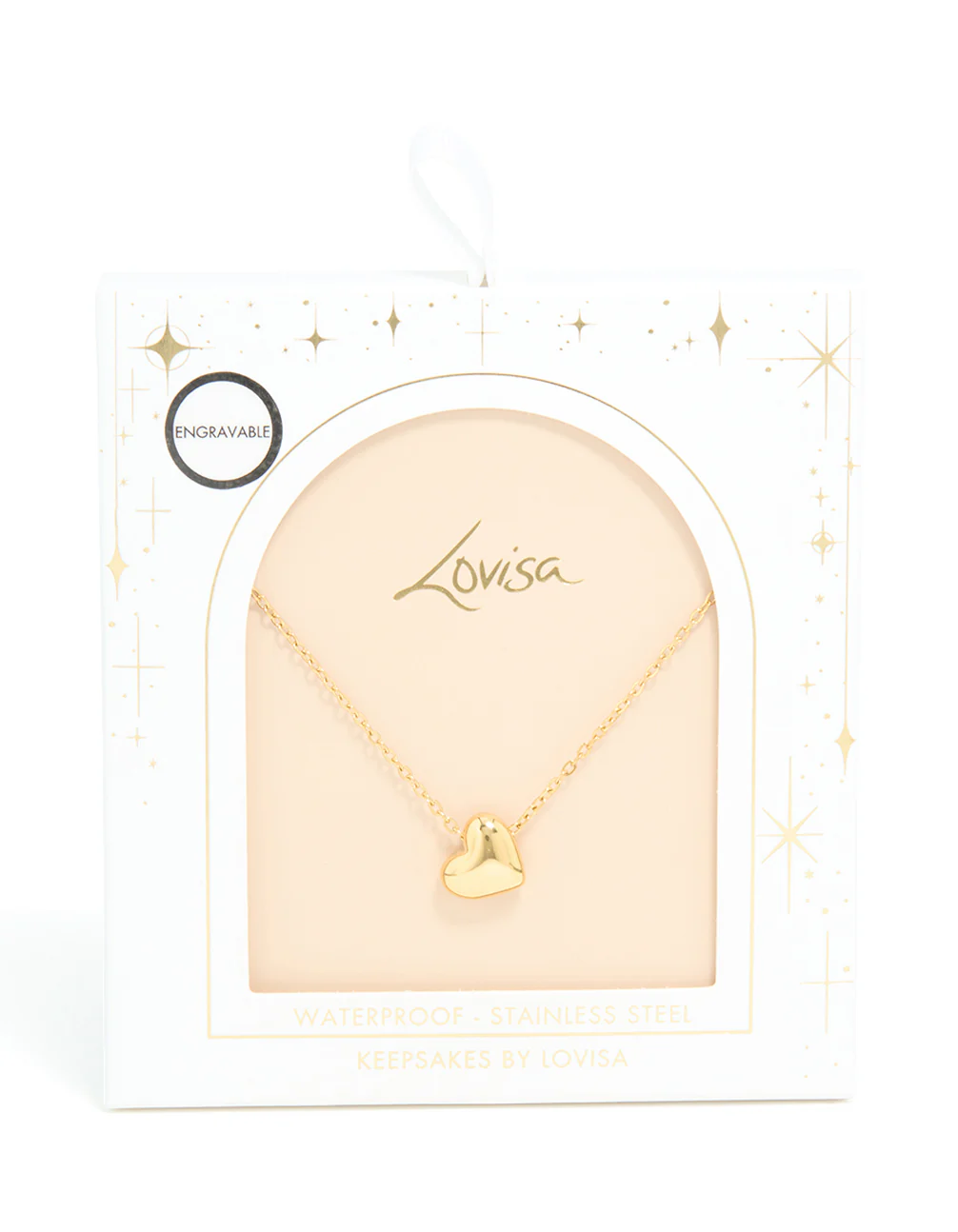 Waterproof Gold Plated Stainless Steel Chunky Heart Pendant Necklace - Image 5