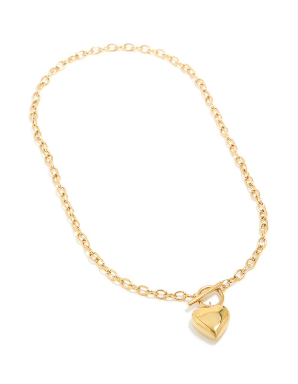 Waterproof Gold Plated Stainless Steel Chunky Heart T&O Necklace - Image 4