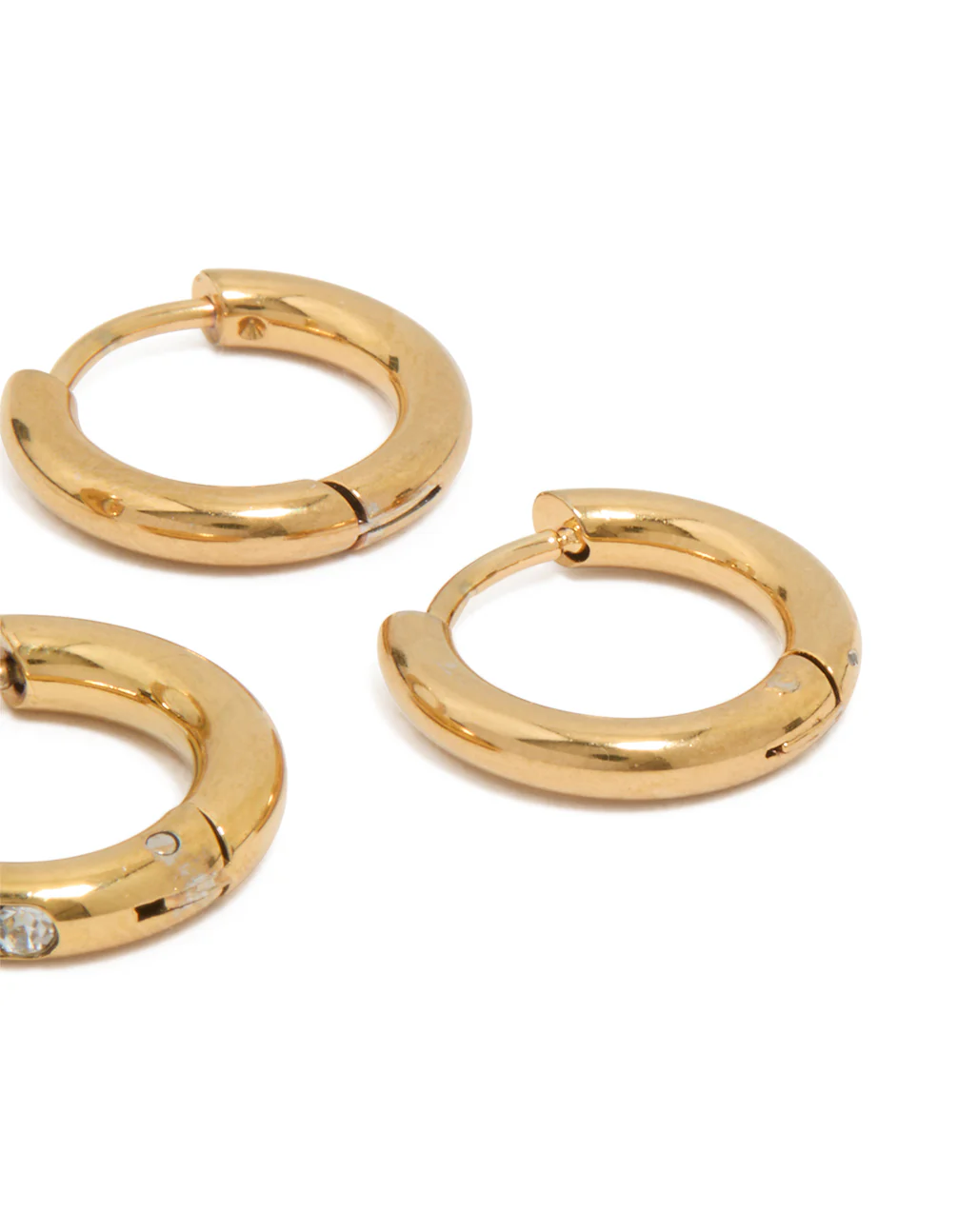 Waterproof Gold Plated Stainless Steel Chunky Hoop Earrings 2-Pack - Image 3