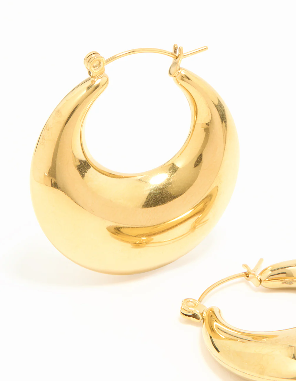 Waterproof Gold Plated Stainless Steel Chunky Hoop Earrings - Image 2
