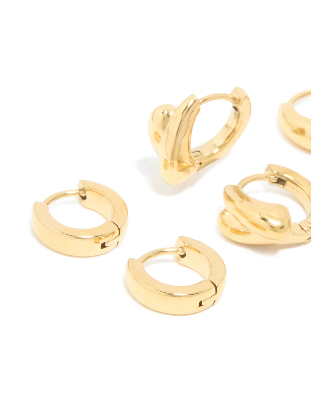 Waterproof Gold Plated Stainless Steel Chunky Huggie Earrings 3-Pack - Image 4