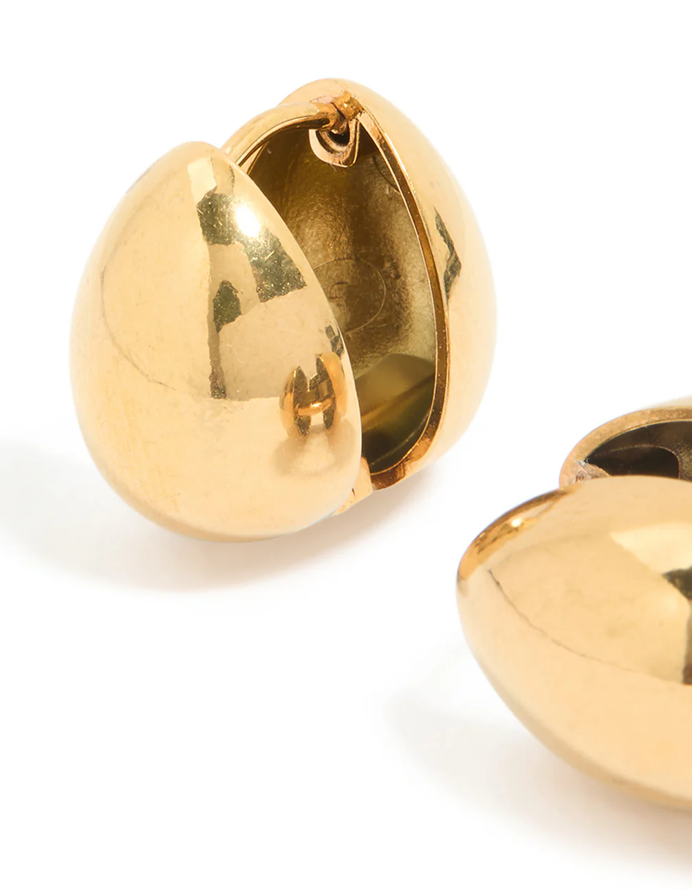 Waterproof Gold Plated Stainless Steel Chunky Pebble Huggie Earrings - Image 2