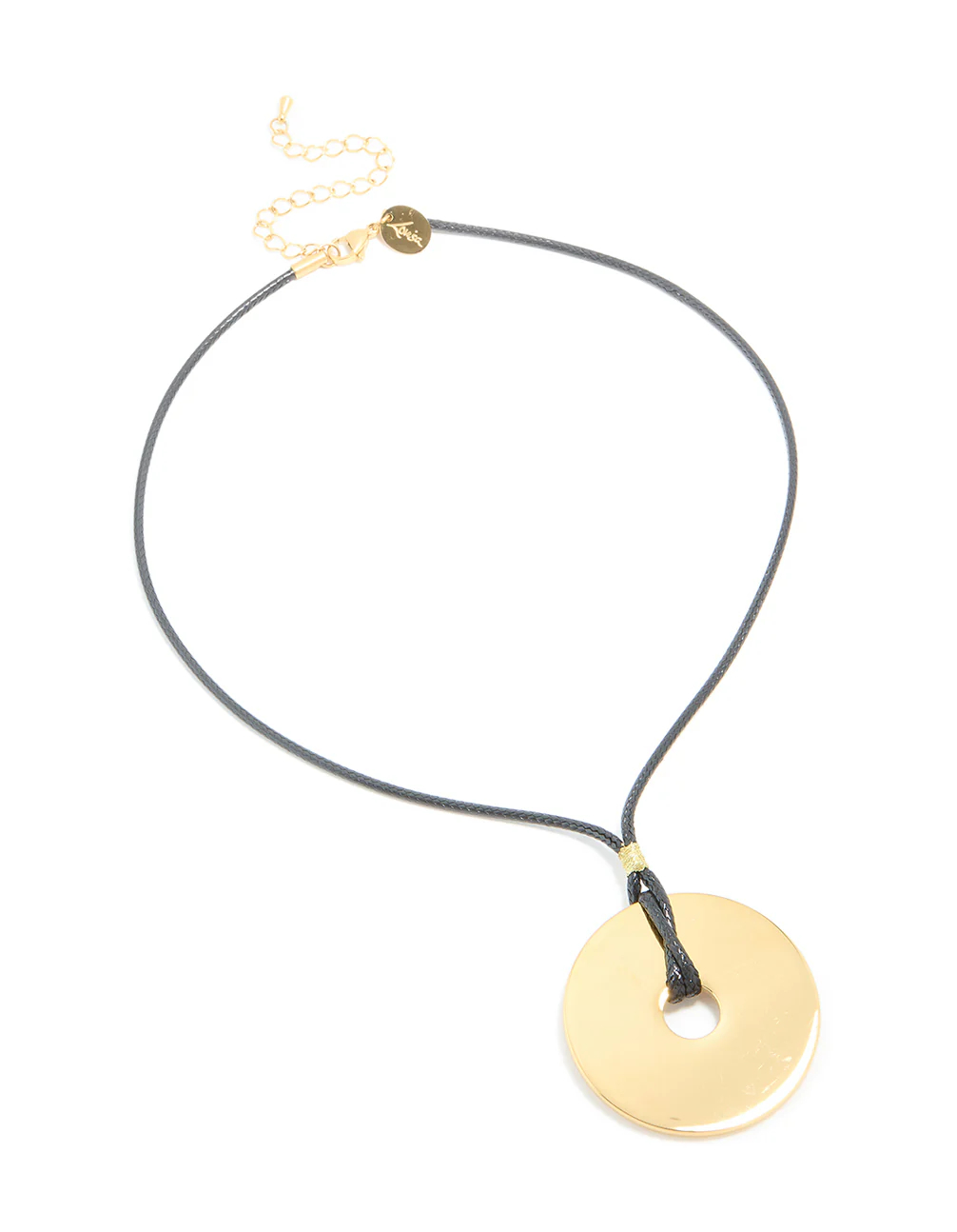 Waterproof Gold Plated Stainless Steel Circle Pendant Dainty Cord Necklace - Image 4