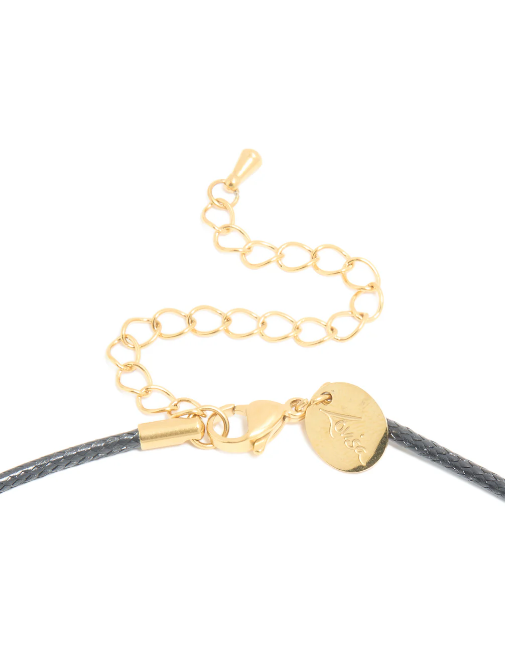 Waterproof Gold Plated Stainless Steel Circle Pendant Dainty Cord Necklace - Image 5