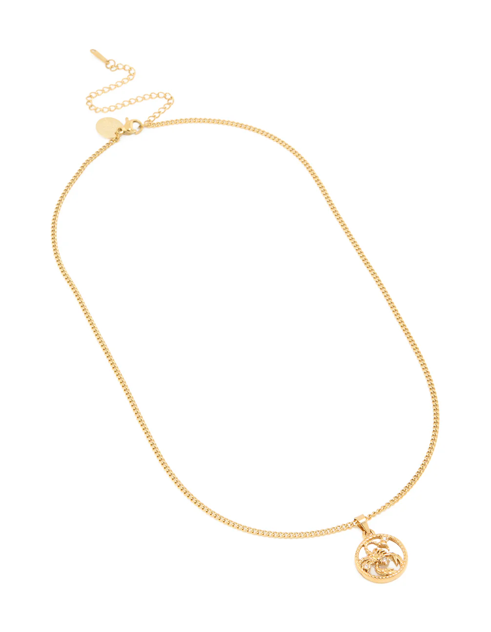 Waterproof Gold Plated Stainless Steel Circle Scorpio Zodiac Sign Necklace - Image 2