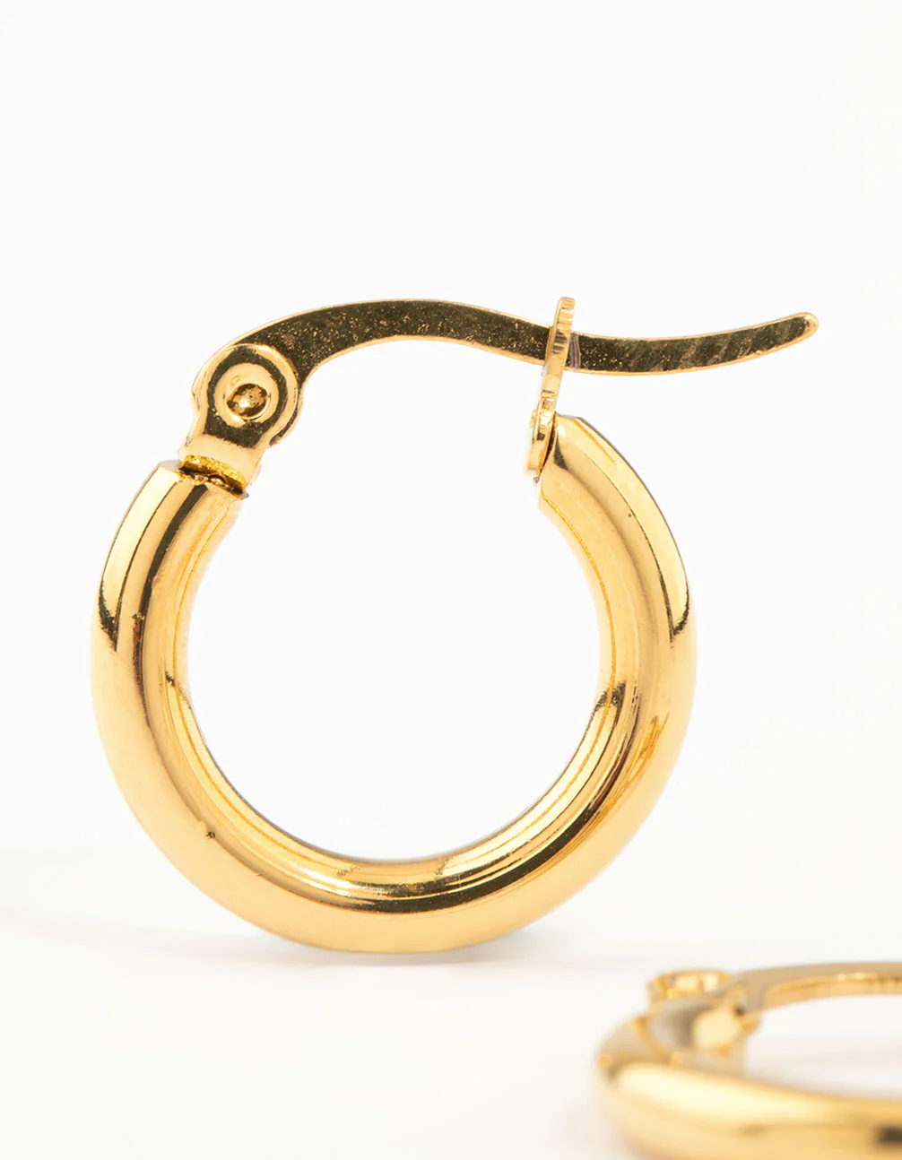 Waterproof Gold Plated Stainless Steel Clean Hinge Hoop Earrings - Image 4