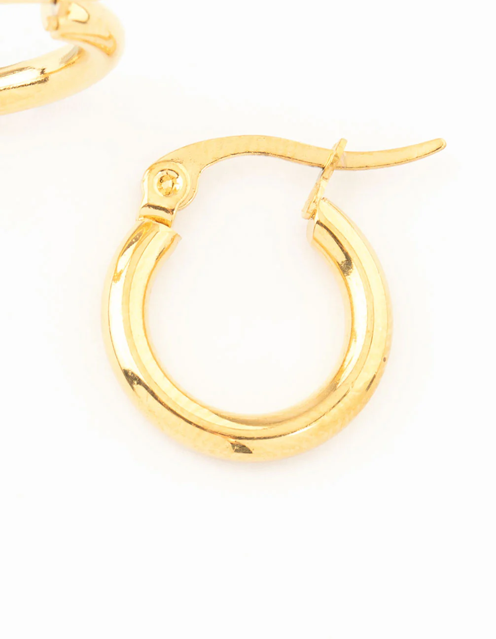 Waterproof Gold Plated Stainless Steel Clean Hinge Hoop Earrings - Image 5