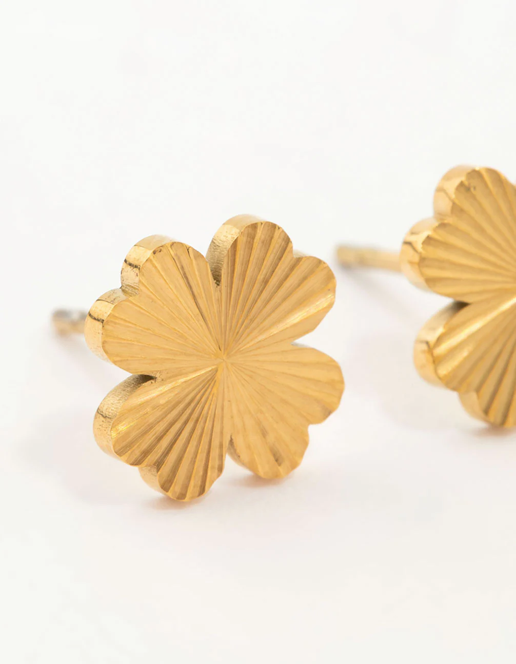 Waterproof Gold Plated Stainless Steel Flower Stud Earrings - Image 4