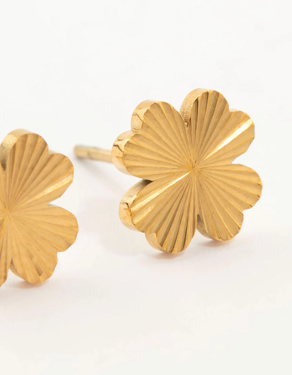 Waterproof Gold Plated Stainless Steel Flower Stud Earrings - Image 5