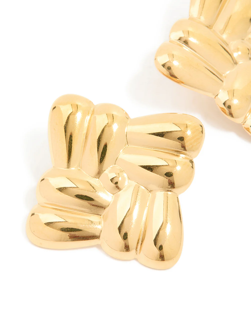 Waterproof Gold Plated Stainless Steel Crossover Square Stud Earrings - Image 4