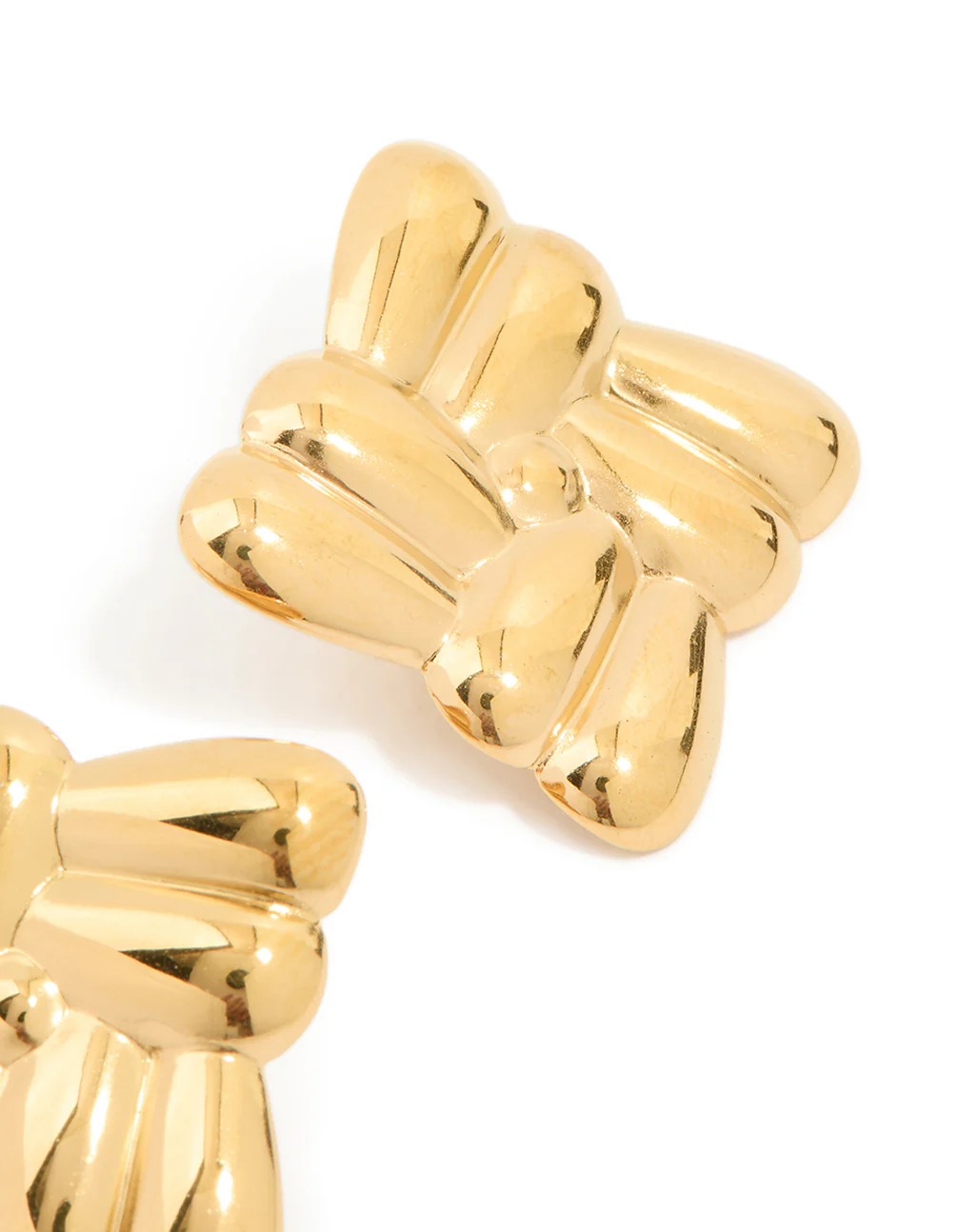 Waterproof Gold Plated Stainless Steel Crossover Square Stud Earrings - Image 5
