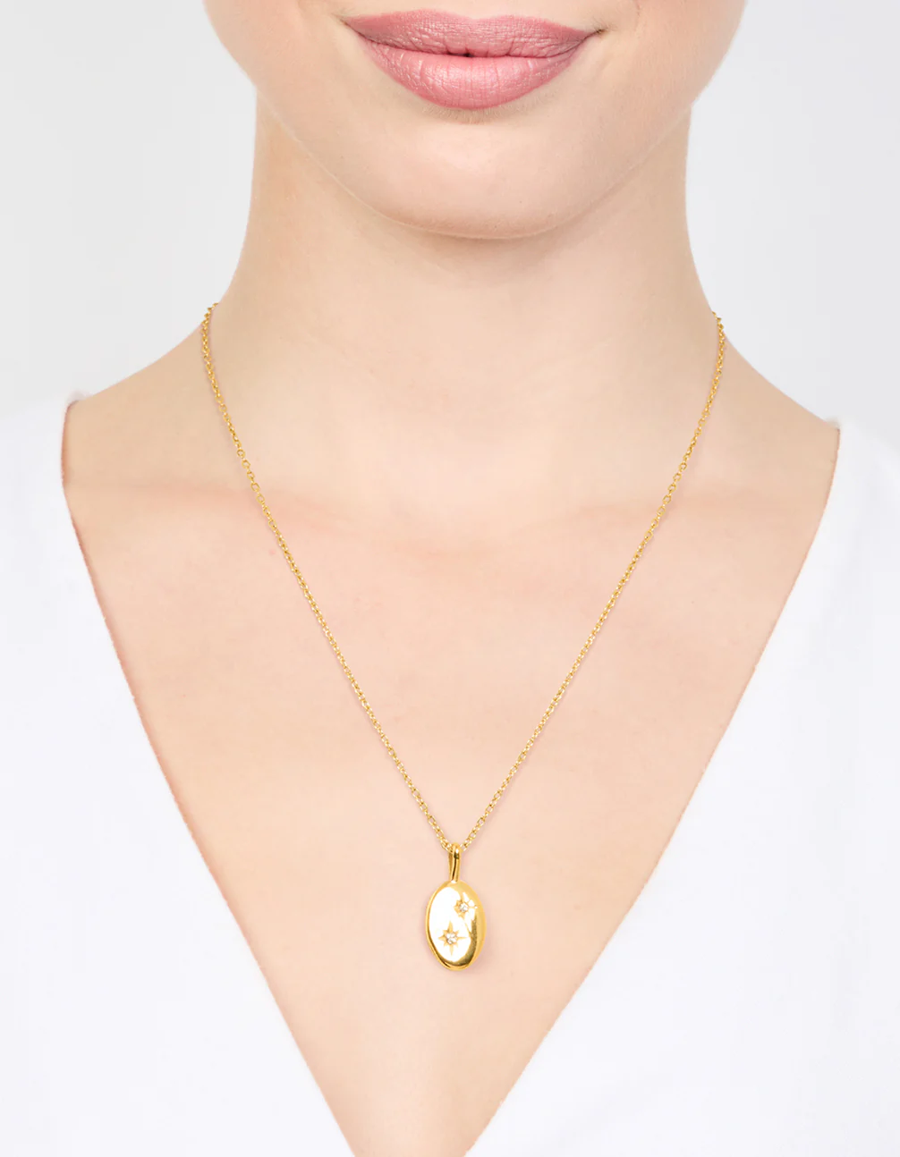 Waterproof Gold Plated Stainless Steel Crystal Star Pendant Necklace - Image 2