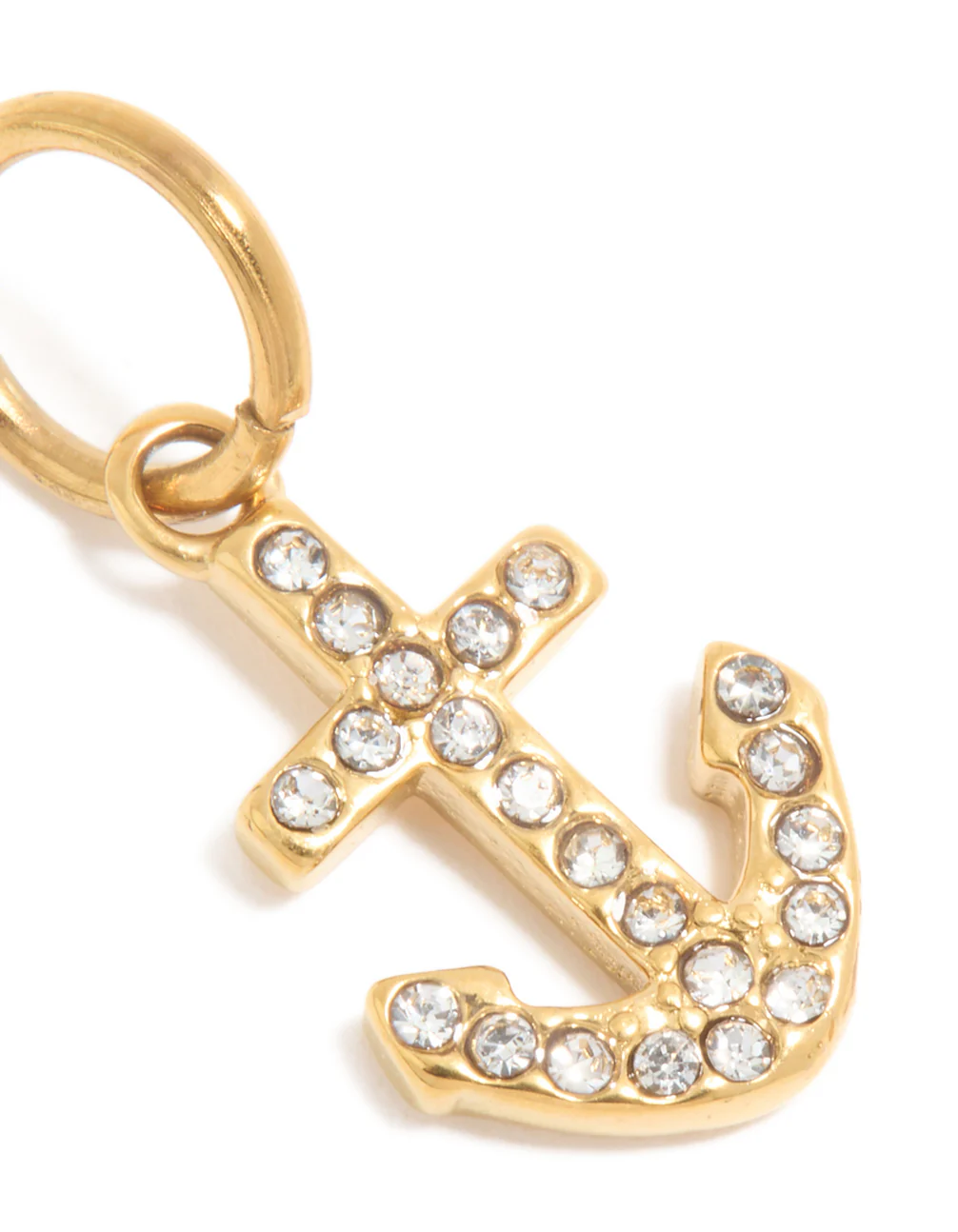 Waterproof Gold Plated Stainless Steel Cubic Zirconia Anchor Charm - Image 3