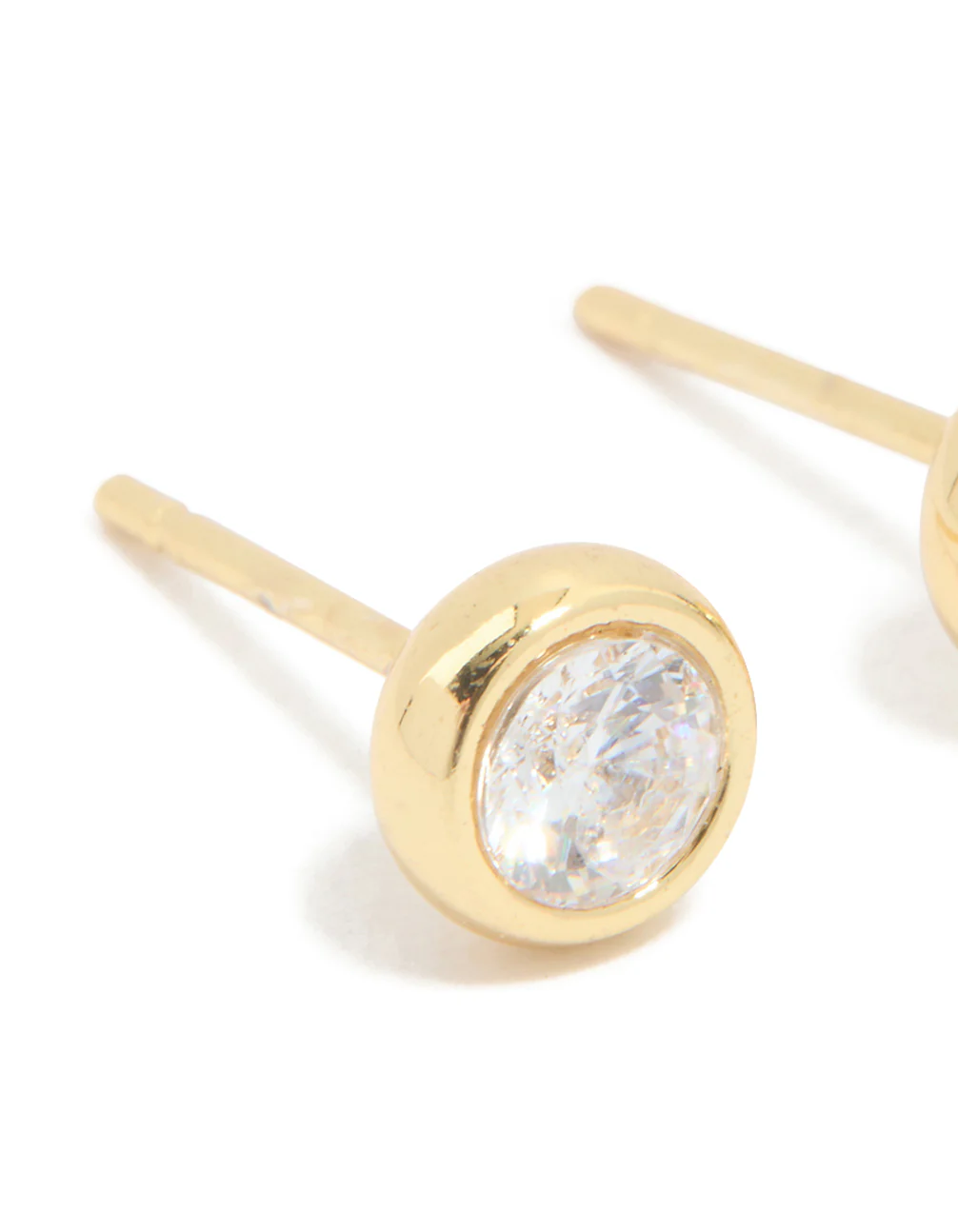 Waterproof Gold Plated Stainless Steel Cubic Zirconia April Bezel Set Stud Earrings - Image 4