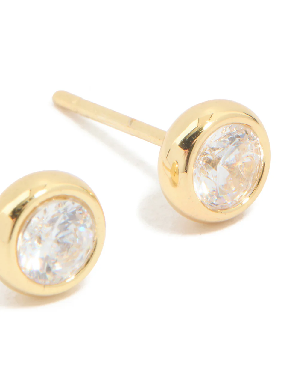 Waterproof Gold Plated Stainless Steel Cubic Zirconia April Bezel Set Stud Earrings - Image 5