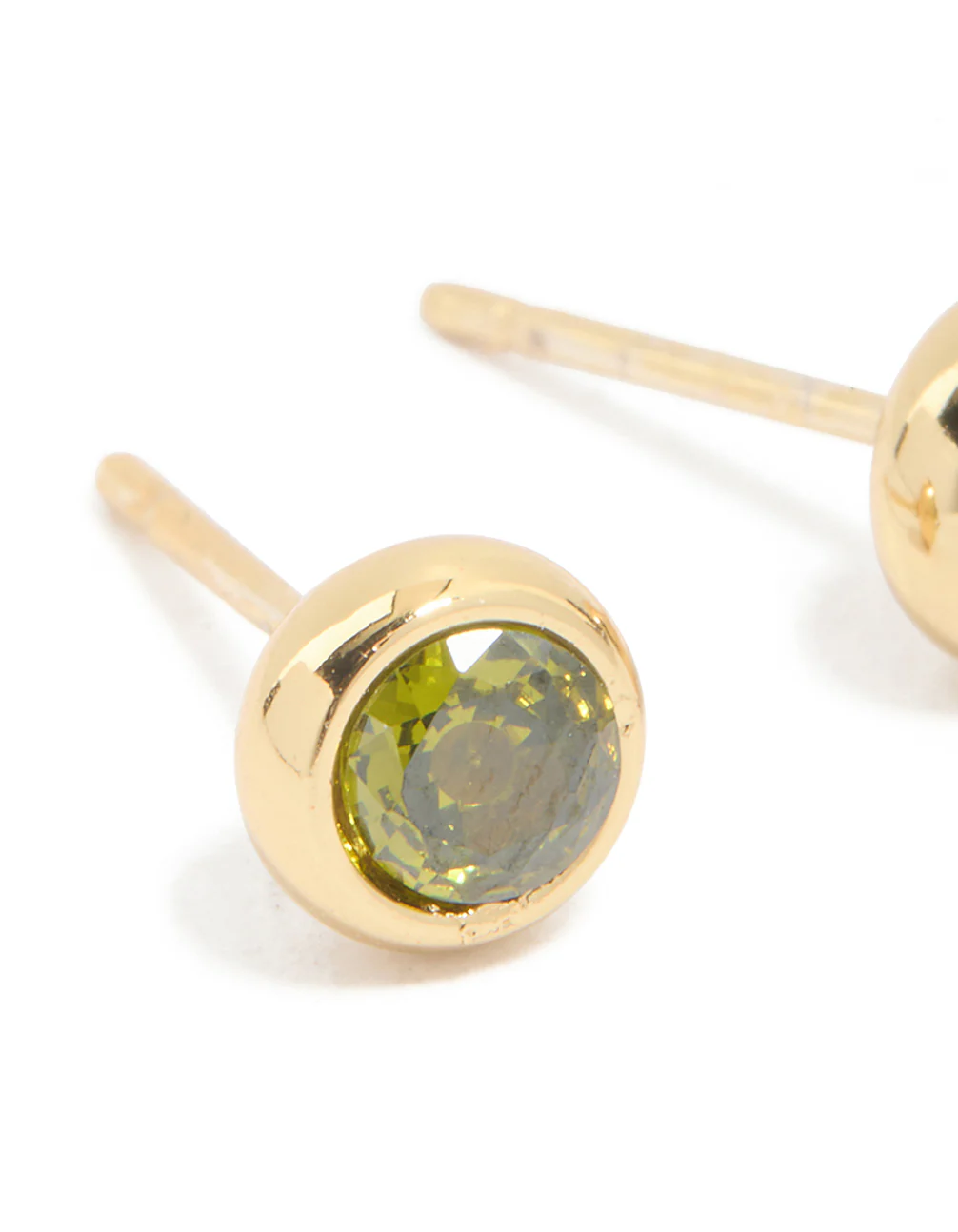 Waterproof Gold Plated Stainless Steel Cubic Zirconia August Birthstone Bezel Set Stud Earrings - Image 4