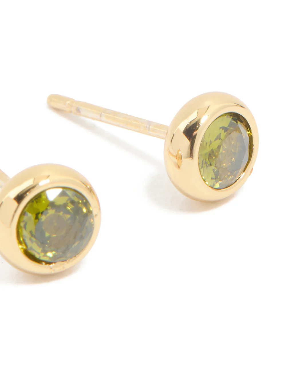 Waterproof Gold Plated Stainless Steel Cubic Zirconia August Birthstone Bezel Set Stud Earrings - Image 5